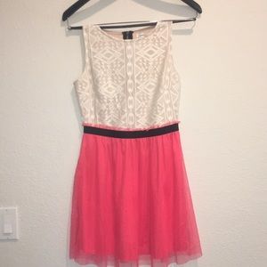 Speechless Pink Cream Lace Tulle Dress